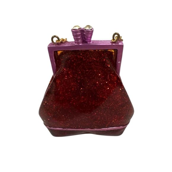 Vintage Nostalgia Shoe Purse Miniature Set Pink Red Glitter Sparkle Lot of 2 - Picture 8 of 10